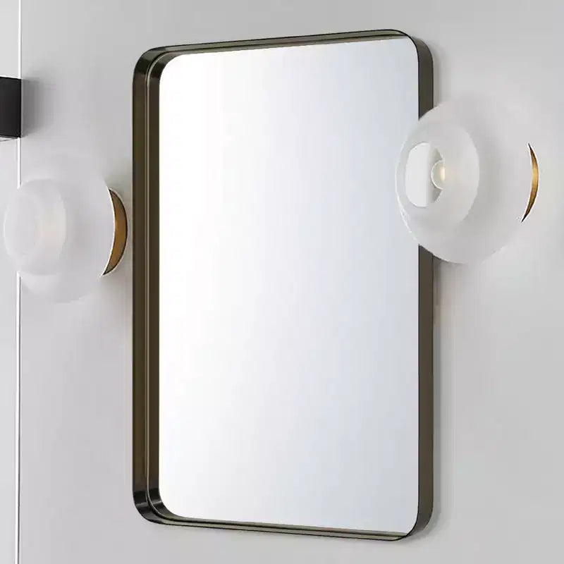 Specchio da bagno rettangolare a parete con cornice bronzo anticato/nichel/nero, singolo, 4 misure