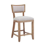 Sgabello da bancone imbottito beige, senza braccioli, schienale medio, set da 2 (1 posto ciascuno)