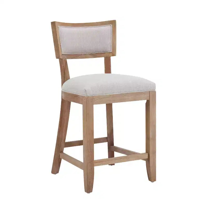 Sgabello da bancone imbottito beige, senza braccioli, schienale medio, set da 2 (1 posto ciascuno)