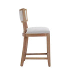 Sgabello da bancone imbottito beige, senza braccioli, schienale medio, set da 2 (1 posto ciascuno)