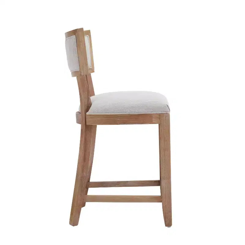 Sgabello da bancone imbottito beige, senza braccioli, schienale medio, set da 2 (1 posto ciascuno)