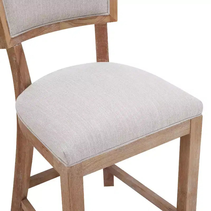 Sgabello da bancone imbottito beige, senza braccioli, schienale medio, set da 2 (1 posto ciascuno)