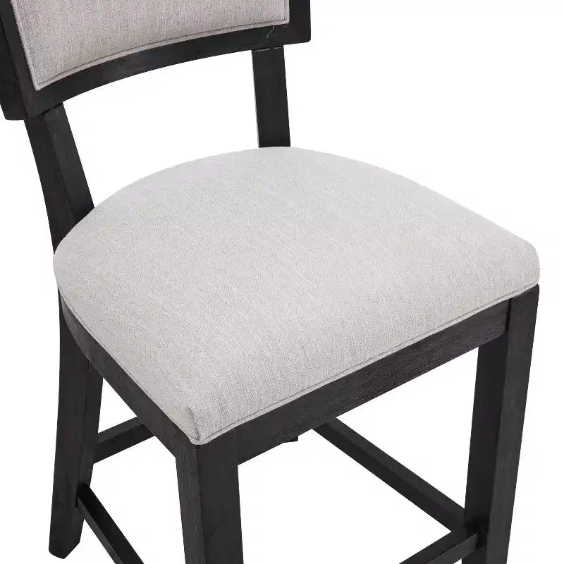 Sgabello da bancone imbottito beige, senza braccioli, schienale medio, set da 2 (1 posto ciascuno)