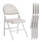 Sedia pieghevole in metallo nera con seduta in similpelle, set da 4