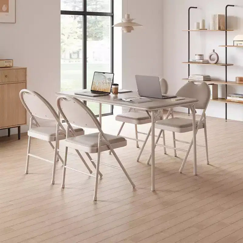 Sedia pieghevole in metallo nera con seduta in similpelle, set da 4