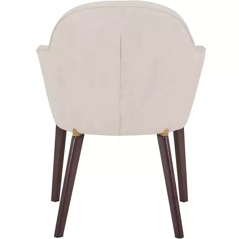 Sedia da pranzo imbottita con schienale a botte per 1 – Pelle o velluto, gambe verniciate a polvere (Beige / Marrone / Grigio / Tortora)