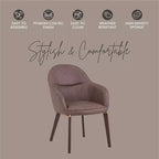 Sedia da pranzo imbottita con schienale a botte per 1 – Pelle o velluto, gambe verniciate a polvere (Beige / Marrone / Grigio / Tortora)
