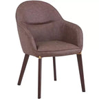 Sedia da pranzo imbottita con schienale a botte per 1 – Pelle o velluto, gambe verniciate a polvere (Beige / Marrone / Grigio / Tortora)