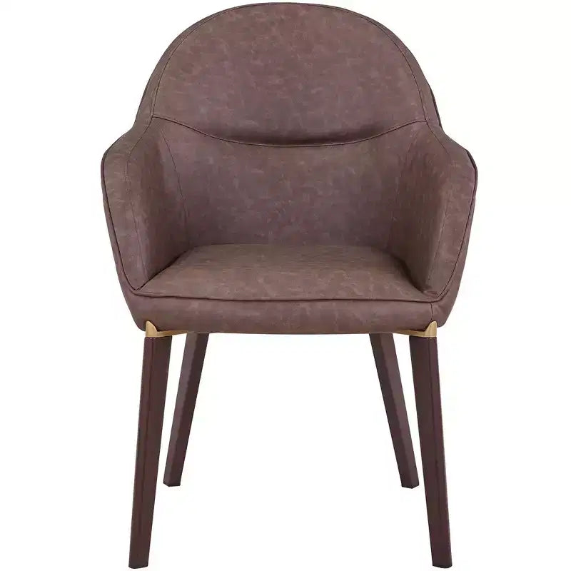 Sedia da pranzo imbottita con schienale a botte per 1 – Pelle o velluto, gambe verniciate a polvere (Beige / Marrone / Grigio / Tortora)