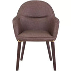Sedia da pranzo imbottita con schienale a botte per 1 – Pelle o velluto, gambe verniciate a polvere (Beige / Marrone / Grigio / Tortora)
