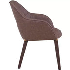 Sedia da pranzo imbottita con schienale a botte per 1 – Pelle o velluto, gambe verniciate a polvere (Beige / Marrone / Grigio / Tortora)