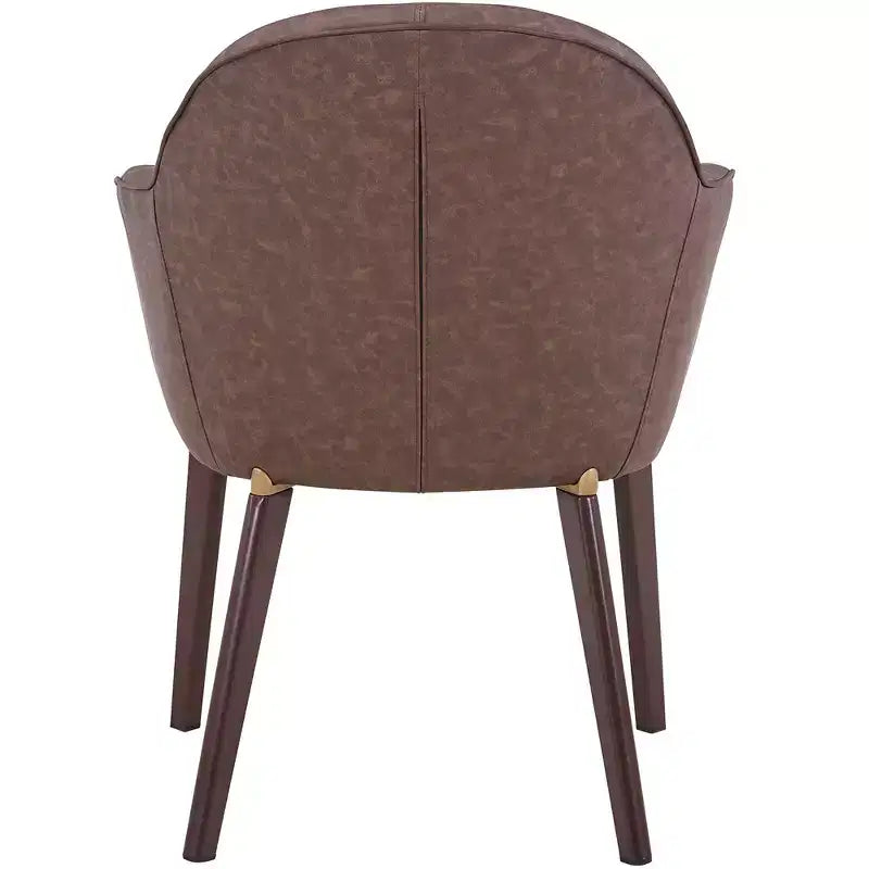 Sedia da pranzo imbottita con schienale a botte per 1 – Pelle o velluto, gambe verniciate a polvere (Beige / Marrone / Grigio / Tortora)