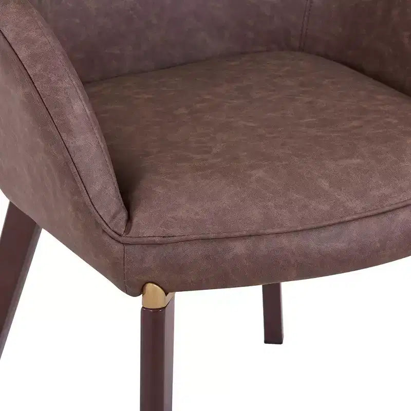 Sedia da pranzo imbottita con schienale a botte per 1 – Pelle o velluto, gambe verniciate a polvere (Beige / Marrone / Grigio / Tortora)