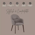 Sedia da pranzo imbottita con schienale a botte per 1 – Pelle o velluto, gambe verniciate a polvere (Beige / Marrone / Grigio / Tortora)