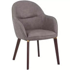 Sedia da pranzo imbottita con schienale a botte per 1 – Pelle o velluto, gambe verniciate a polvere (Beige / Marrone / Grigio / Tortora)