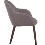 Sedia da pranzo imbottita con schienale a botte per 1 – Pelle o velluto, gambe verniciate a polvere (Beige / Marrone / Grigio / Tortora)