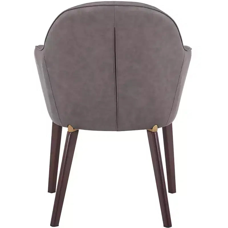 Sedia da pranzo imbottita con schienale a botte per 1 – Pelle o velluto, gambe verniciate a polvere (Beige / Marrone / Grigio / Tortora)
