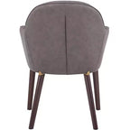 Sedia da pranzo imbottita con schienale a botte per 1 – Pelle o velluto, gambe verniciate a polvere (Beige / Marrone / Grigio / Tortora)
