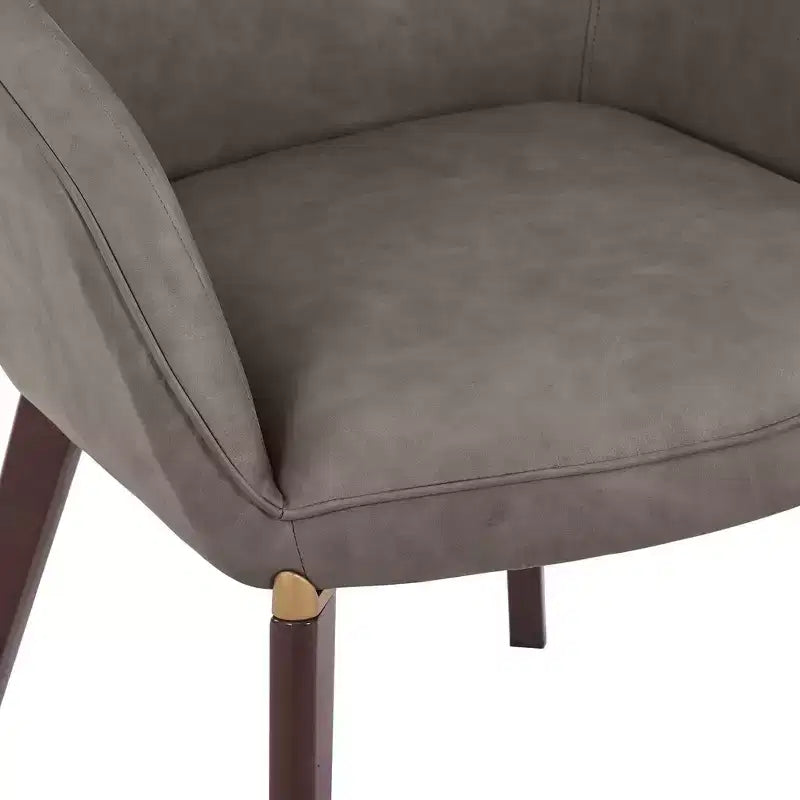 Sedia da pranzo imbottita con schienale a botte per 1 – Pelle o velluto, gambe verniciate a polvere (Beige / Marrone / Grigio / Tortora)