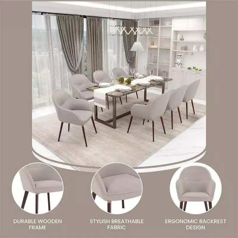 Sedia da pranzo imbottita con schienale a botte per 1 – Pelle o velluto, gambe verniciate a polvere (Beige / Marrone / Grigio / Tortora)