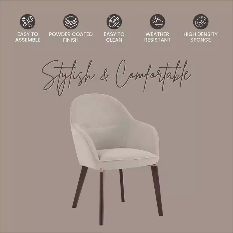 Sedia da pranzo imbottita con schienale a botte per 1 – Pelle o velluto, gambe verniciate a polvere (Beige / Marrone / Grigio / Tortora)