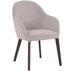 Sedia da pranzo imbottita con schienale a botte per 1 – Pelle o velluto, gambe verniciate a polvere (Beige / Marrone / Grigio / Tortora)