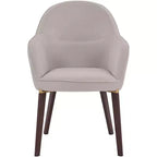 Sedia da pranzo imbottita con schienale a botte per 1 – Pelle o velluto, gambe verniciate a polvere (Beige / Marrone / Grigio / Tortora)