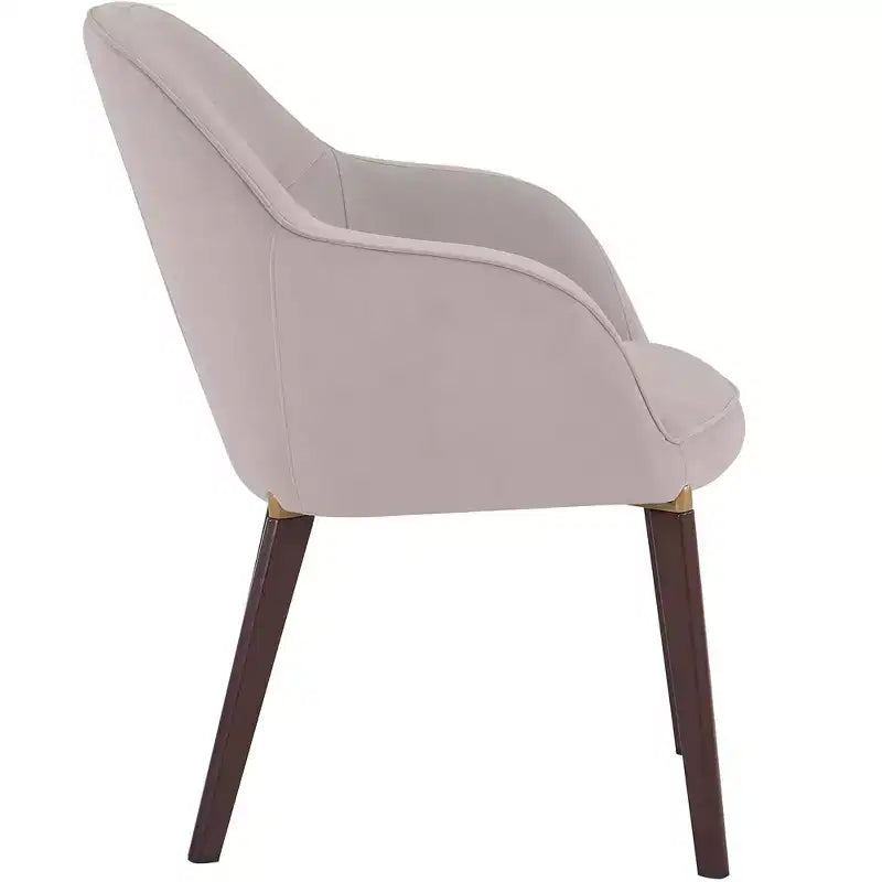 Sedia da pranzo imbottita con schienale a botte per 1 – Pelle o velluto, gambe verniciate a polvere (Beige / Marrone / Grigio / Tortora)