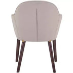 Sedia da pranzo imbottita con schienale a botte per 1 – Pelle o velluto, gambe verniciate a polvere (Beige / Marrone / Grigio / Tortora)