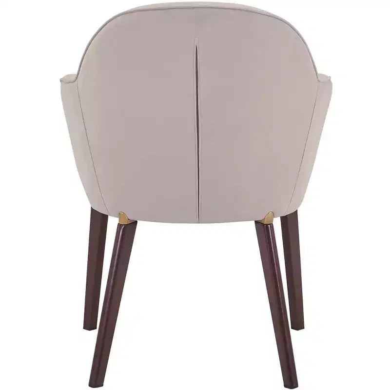 Sedia da pranzo imbottita con schienale a botte per 1 – Pelle o velluto, gambe verniciate a polvere (Beige / Marrone / Grigio / Tortora)
