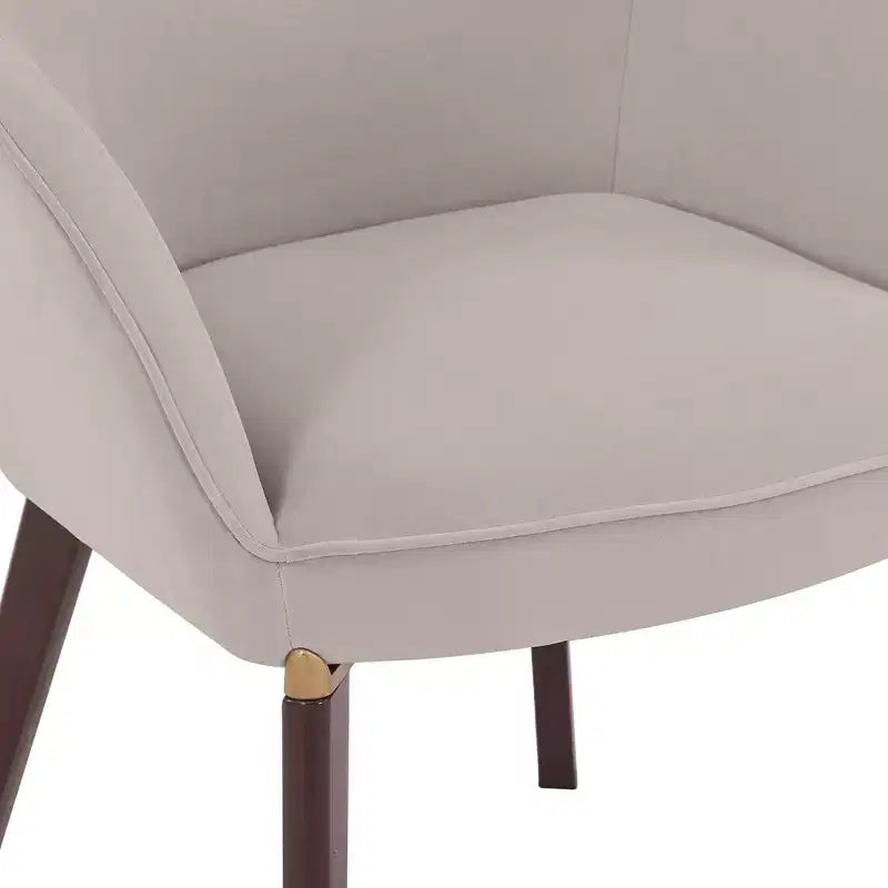 Sedia da pranzo imbottita con schienale a botte per 1 – Pelle o velluto, gambe verniciate a polvere (Beige / Marrone / Grigio / Tortora)
