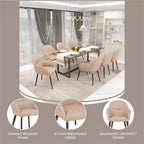 Sedia da pranzo imbottita con schienale a botte per 1 – Pelle o velluto, gambe verniciate a polvere (Beige / Marrone / Grigio / Tortora)