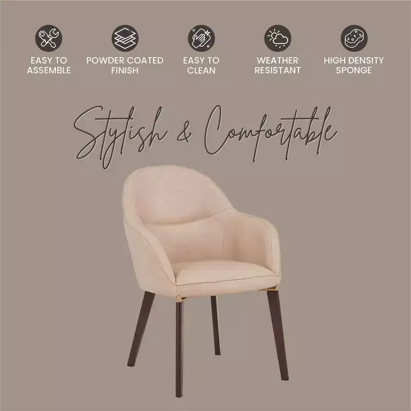 Sedia da pranzo imbottita con schienale a botte per 1 – Pelle o velluto, gambe verniciate a polvere (Beige / Marrone / Grigio / Tortora)