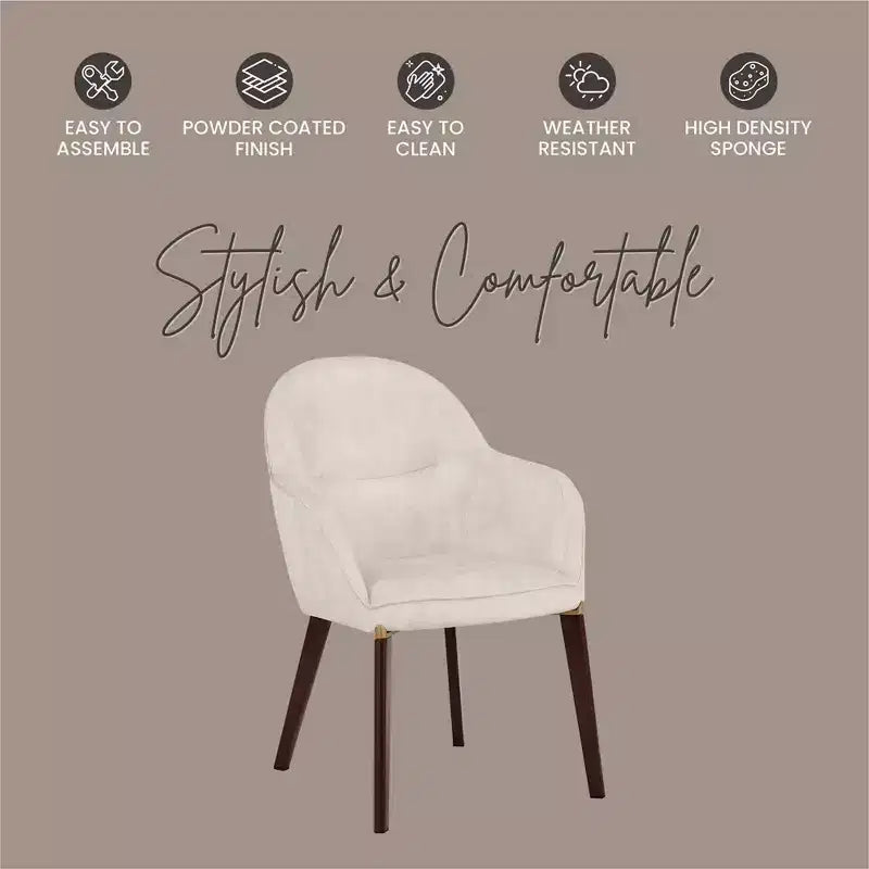 Sedia da pranzo imbottita con schienale a botte per 1 – Pelle o velluto, gambe verniciate a polvere (Beige / Marrone / Grigio / Tortora)