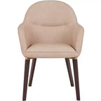 Sedia da pranzo imbottita con schienale a botte per 1 – Pelle o velluto, gambe verniciate a polvere (Beige / Marrone / Grigio / Tortora)