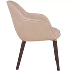 Sedia da pranzo imbottita con schienale a botte per 1 – Pelle o velluto, gambe verniciate a polvere (Beige / Marrone / Grigio / Tortora)