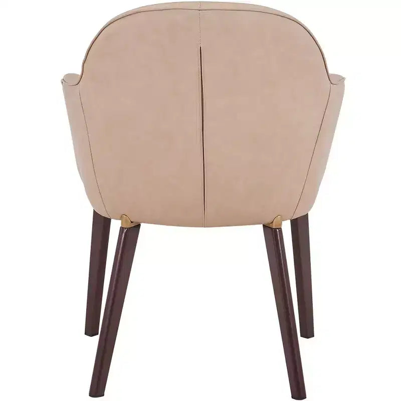 Sedia da pranzo imbottita con schienale a botte per 1 – Pelle o velluto, gambe verniciate a polvere (Beige / Marrone / Grigio / Tortora)