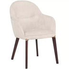 Sedia da pranzo imbottita con schienale a botte per 1 – Pelle o velluto, gambe verniciate a polvere (Beige / Marrone / Grigio / Tortora)