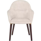 Sedia da pranzo imbottita con schienale a botte per 1 – Pelle o velluto, gambe verniciate a polvere (Beige / Marrone / Grigio / Tortora)