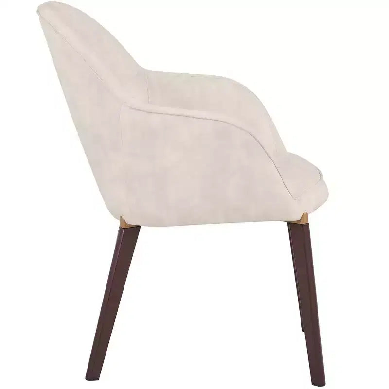 Sedia da pranzo imbottita con schienale a botte per 1 – Pelle o velluto, gambe verniciate a polvere (Beige / Marrone / Grigio / Tortora)