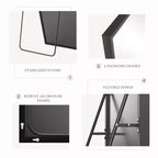 Specchio a figura intera nero/oro, cornice in metallo, montaggio a pavimento/parete, 16"x59"