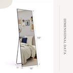 Specchio a figura intera nero/oro, cornice in metallo, montaggio a pavimento/parete, 16"x59"