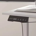 Scrivania angolare a L elettrica regolabile in altezza, colore bianco, con cassettiera integrata, postazione singola