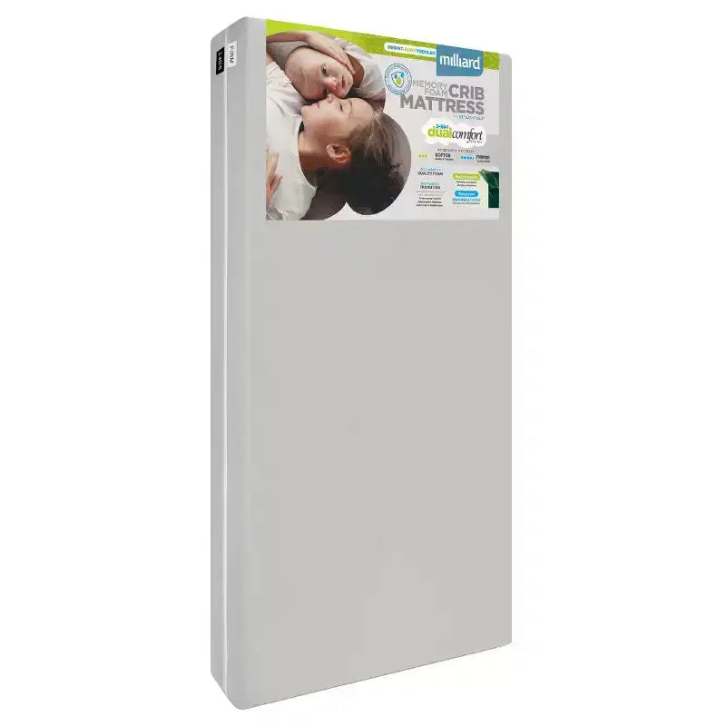 Milliard Memory Foam Dual Sided Crib and Toddler Mattress with Cotton Cover