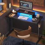 Bestier Gaming Desk 42 Small Computer Desk for Home Office with LED Lights & Monitor Stand