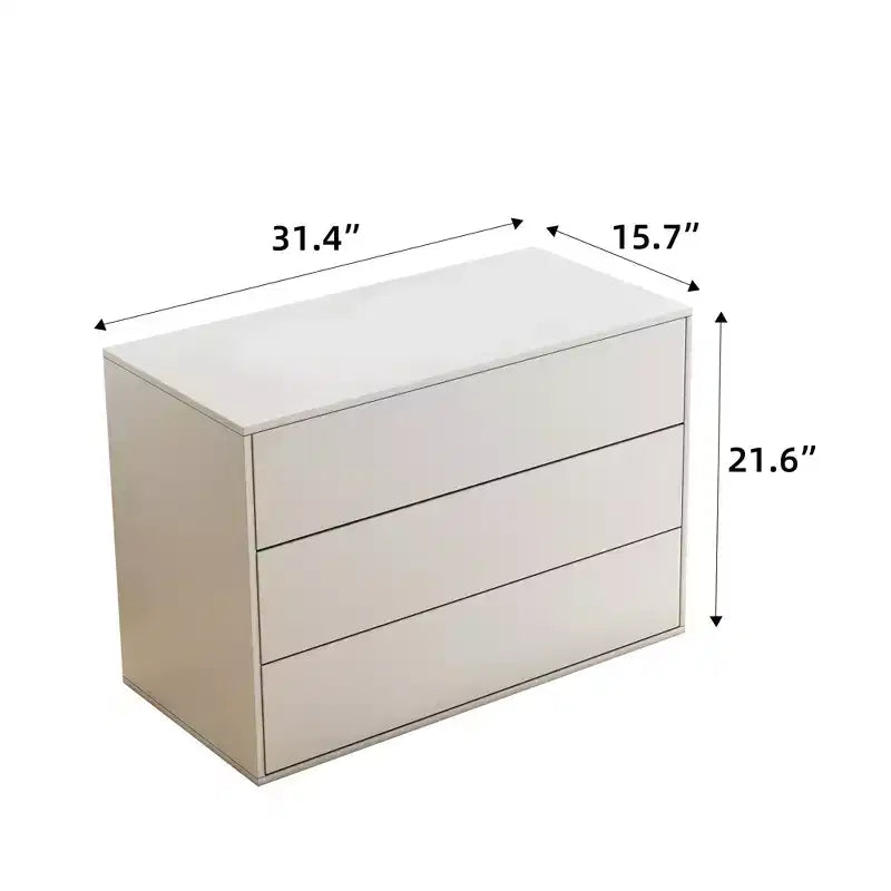 Cassettiera Moderna Off-White a 3 Cassetti per Camera da Letto / Salotto