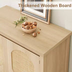 Mobile Credenza a 2 ante in Rattan Marrone Naturale, Montaggio da parte di una singola persona