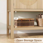 Mobile Credenza a 2 ante in Rattan Marrone Naturale, Montaggio da parte di una singola persona