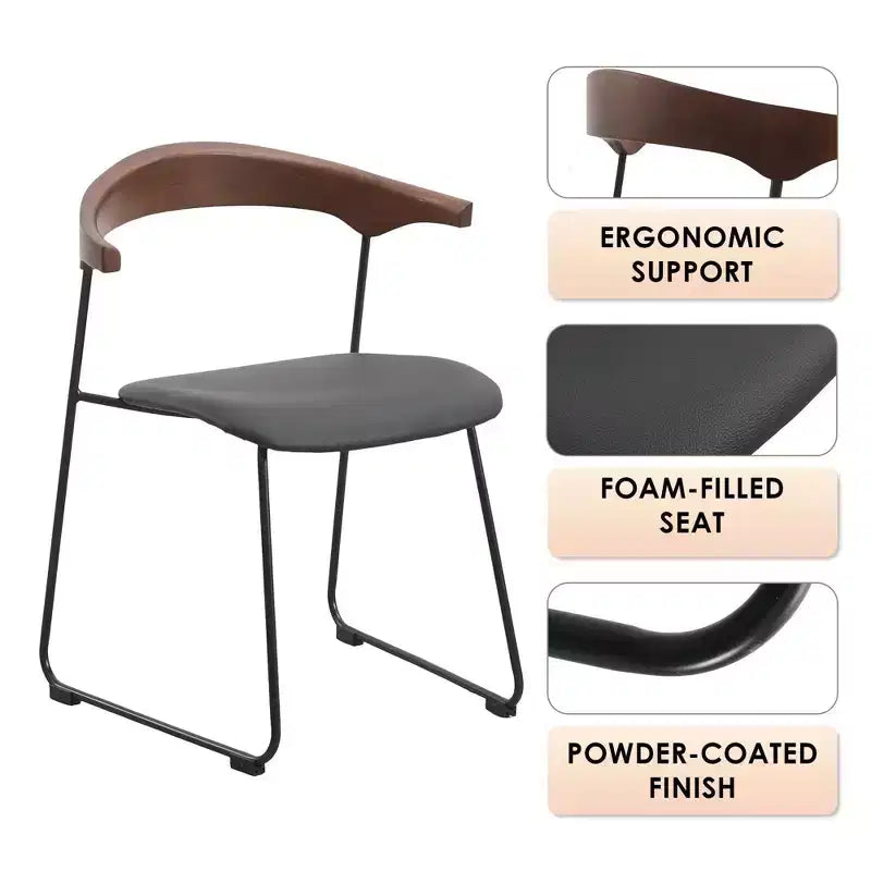 Sedia da pranzo imbottita senza braccioli a barile con schienale in legno e gambe in ferro, multicolor, set da 4 pezzi