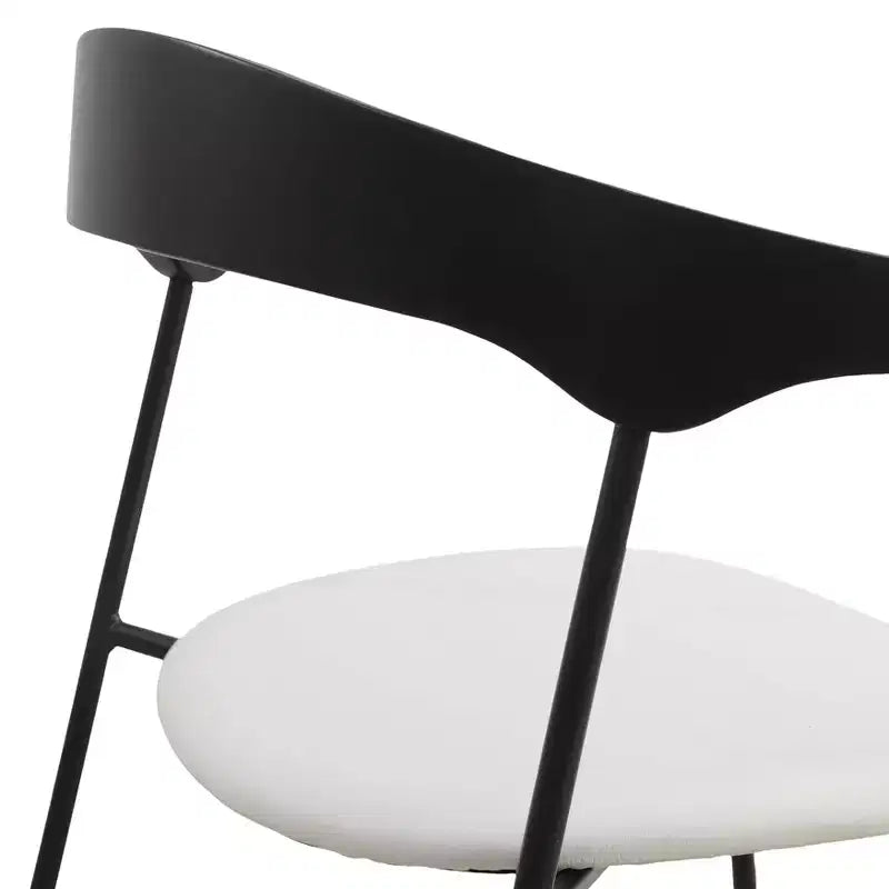 Sedia da pranzo imbottita senza braccioli a barile con schienale in legno e gambe in ferro, multicolor, set da 4 pezzi